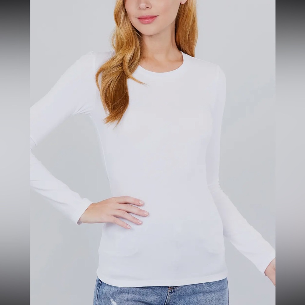 LONG SLEEVE CREW NECK COTTON SPANDEX JERSEY TOP